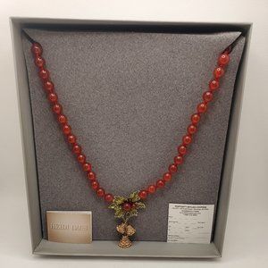 Heidi Daus Jingle all the Way: Holiday Bells Simulated Carnelian Necklace Rare